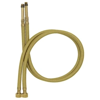 Image of 2X 80cm Long M10 x 3/8&quot; Inch BSP Pair of Gold Nylon Braided Flexible Tap Faucet Tail Hose