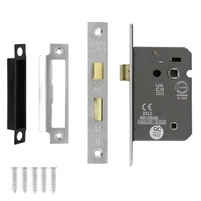 Image of Decoranddecor Bathroom Mortice Lock 2.5inch / 64mm Polished Chrome Fire Rated UKCA &amp; CE Approved