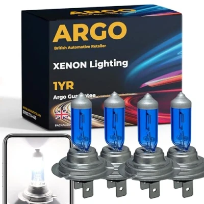 Image of Argo 4 Pcs H7 Headlight Bulb 100w Xenon White 6000k 12v 477 Car High Low Dipped Main Beam Headlamp Bright Fog Light Bulbs 499 PX26D