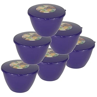 Image of Pudding Basin and Lid Pack of 6 Plastic Basins Medium Sized 1 Pint Purple Food Safe Steaming Bowls