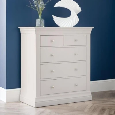 Image of Julian Bowen Clermont 3+2 Drawer Chest, Light Grey