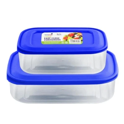 Image of HOMESHOPA Food Storage Containers with Lids, 1 &amp; 2 Litre Plastic BPA Free Airtight Containers, Leakproof Stackable Reusable Meal Prep Lunch Boxes, Microwave Freezer Dishwasher Safe 2Pk, Blue