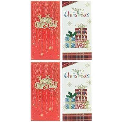 Image of Pack Of 4 Christmas Money Wallet Gift Cards &amp; Envelopes Bright Merry
