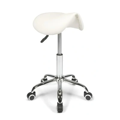 Image of Dunimed Ergonomic Saddle stool Chair for Office, Salon, Massage, Dentist, Clinic, Swivel Height adjustable with wheels White
