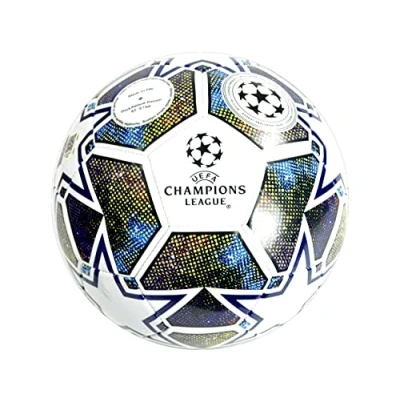 Image of UEFA Champions League Football, Size 5, Officially Licensed, Training, Match, Merchandise, Collectible For Kids and Adults, Great Football Gift Idea, White/Blue/Green