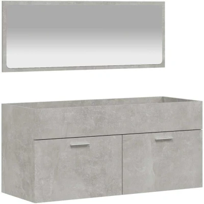 Image of vidaXL Bathroom Cabinet with Mirror Concrete Grey Engineered Wood