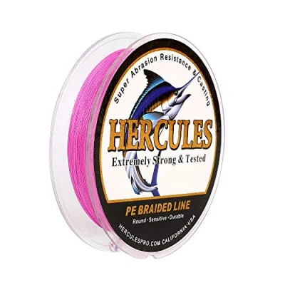 Image of HERCULES Braided Fishing Line 300m 328yds 6lbs 100lbs Pe Superline 4 Strands (Pink 50lb/22.7kg 0.37mm)