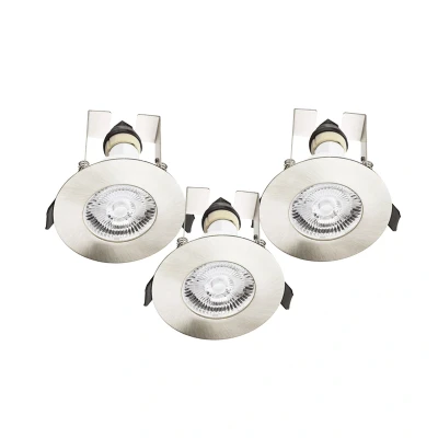 Image of Integral EvoFire Downlight GU10 Satin Nickel IP65 3 Pack Insulation Coverable