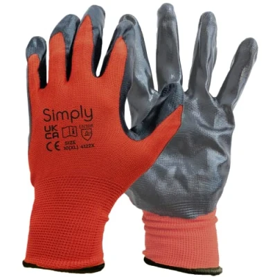 Image of Simply Unisex Ndg003 Protective Gloves, Red &amp; Black, XL UK