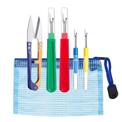 Image of 5 Pcs Seam Ripper Set,Contains Big and Small Sewing Stitch,Seam Rippers for Sewing, Thread Cutter Remover with Scissor Storage Bag,for DIY Craft,Open Seams Hemming