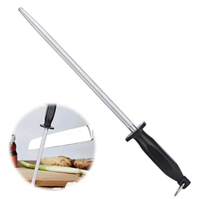 Image of ARCCI 26cm Carbon Honing Rod Knife Sharpening Steel, Kitchen Professional Sharpener Honer/Stick for Master Chef, Butcher