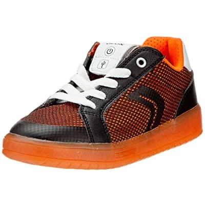 Image of Geox Boy&#039;s J Kommodor Boy Low Top Sneakers, Black Orange, 38 EU UK