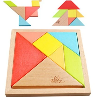 Image of OJIN 7PCS Wooden Tangram Puzzle Brain Teaser Educational Developmental Intellectual Game Children Toy