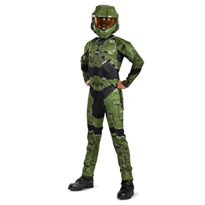 Image of DISGUISE Kid&#039;s Halo Infinite Master Chief Costume Halloween, Green, Medium