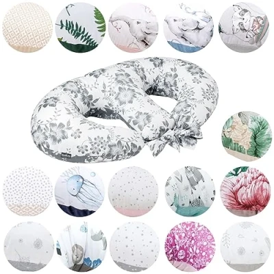 Image of Bellochi Maternity and Nursing Pillow for Twins Baby Support Multifunctional Breastfeeding with Cover Made of 100% Cotton OEKO TEX Certified (Magnolia)
