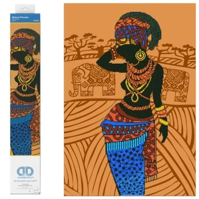Image of DIAMOND DOTZ Painting Kit: Intermediate, DD12, Fabric, African Princess, 52x76cm