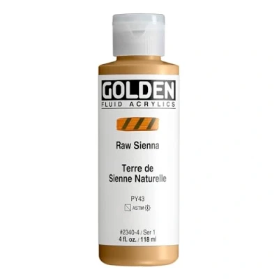 Image of Golden 0002340 4 4oz. 118ml Fluid Acrylic Paint Color Bottle Raw Sienna