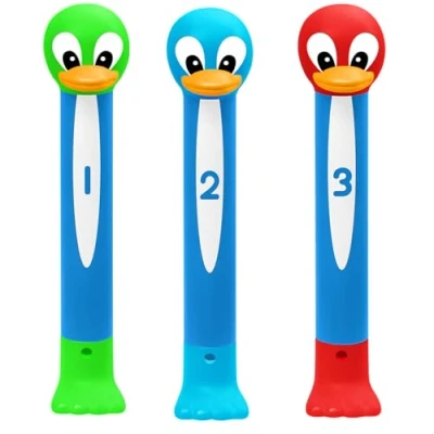 Image of Xndryan Dive Sticks Swimming Pool Toys, 3 Packs Diving Underwater Confidence Building Toys For Kids, Penguins Fun