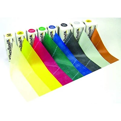 Image of Thera Band 5.5m (6yds) Dispenser Pack Resistance Bands Strength Option (Yellow Light)