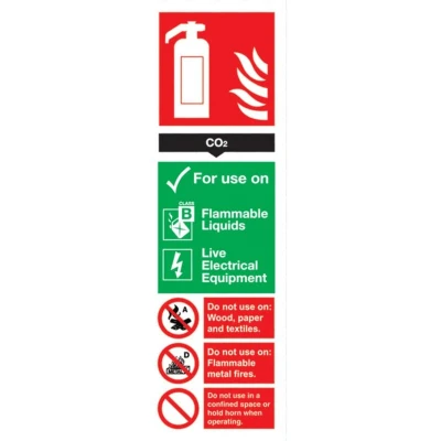 Image of Sitesafe Carbon Dioxide Fire Extinguisher Rigid PVC Sign 100 x 300mm