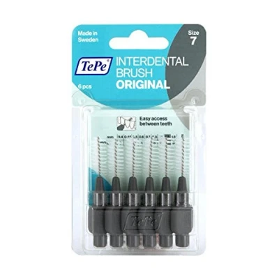 Image of Tepe interdental brushes in blister pack, 1.3 mm, grey, Pack of 3 x 6 pieces
