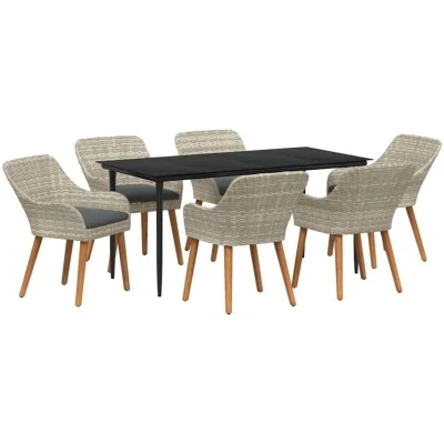 Image of Vidaxl 7 pcs Light gray Black Large