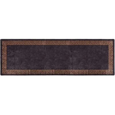 Image of vidaXL Rug Washable 80x300 cm Black and Gold Anti Slip