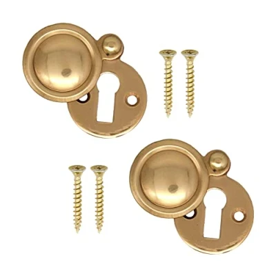 Image of Victorian Keyhole Covered Escutcheon for Front Doors 35mm Polished Brass Pack of 2