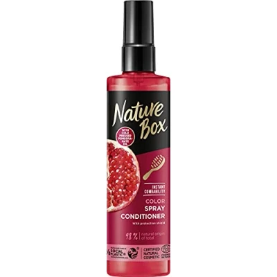 Image of Nature Box Colour Protect Vegan Leave In Spray Conditioner with 100% Cold Pressed Pomegranate Oil, Free from Silicones and Parabens 200 ml