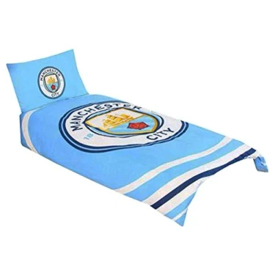 Image of Manchester City FC Pulse Single Duvet Cover and Pillowcase Set