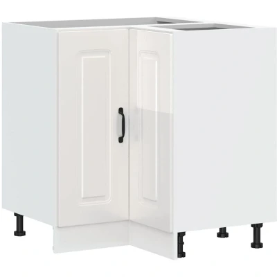 Image of vidaXL Kitchen Corner Base Cabinet Kalmar High Gloss White Engineered Wood, Ample Storage &amp; Adjustable Feet