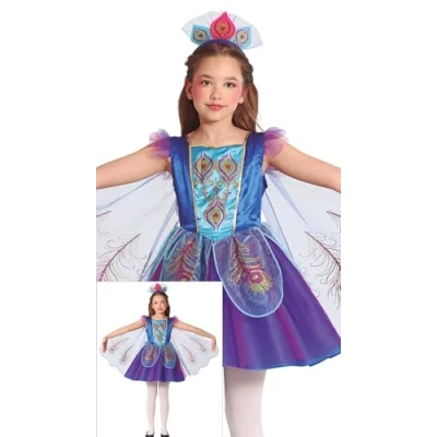 Image of FIESTAS GUIRCA Marvelous Peacock Girls Fancy Dress Costume Blue &amp; Purple with Wings Kids Costumes Age 10 12 Years