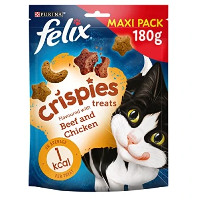 Image of Felix Crispies Cat Treats Beef &amp; Chicken 180g, Pack of 5