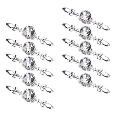 Image of BSTKEY 10 Pack Crystal Drawer Knobs with Silver Plate Diamond Shape Cabinet Knob Pull Handle Cupboard Wardrobe Furniture Screws (170mm)