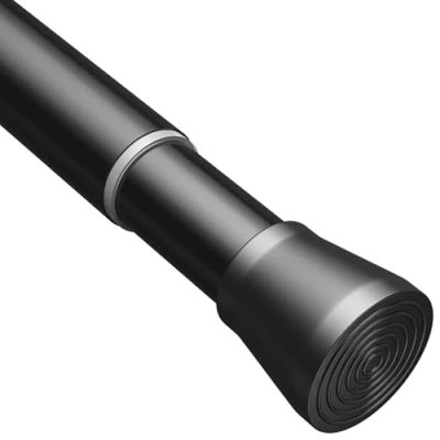 Image of 2PC Extendable Shower Curtain Pole Tension Rods No Screws Bathroom Net Spring Loaded Rod for Curtains (Black 75 145cm, 25mm Diameter)