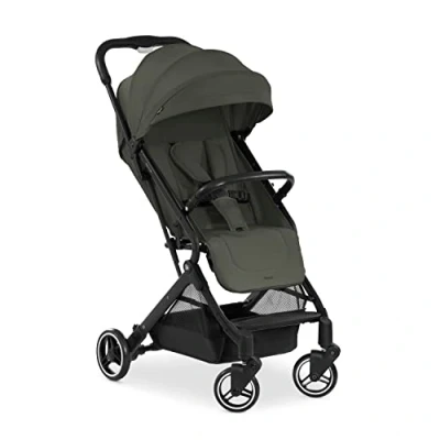 Image of hauck Travel N Care, Dark Olive GOLD WINNER Mother &amp; Baby Awards 2024, Lightweight Pushchair with Raincover, Suspension, Compact Foldable, UPF 50+, Fully Reclining from Birth up to 22 kg
