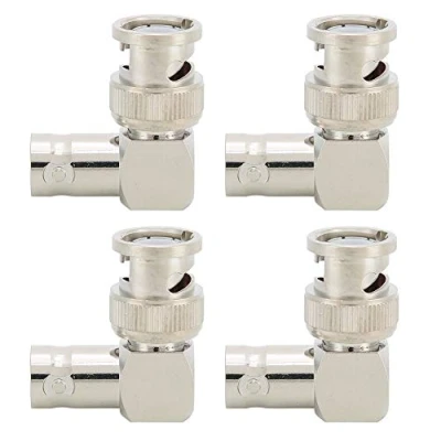 Image of ASHATA BNC Adapter Connector,4pcs Male to Female Right Angle Elbow Connector 50 Ohms Brass Connector,With ohm Impedance,Better Anti interference Performance,Stable Ttransmission.