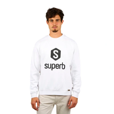 Image of Superb Mens Sudadera Hexawhite Sweatshirt White Cotton Size Medium