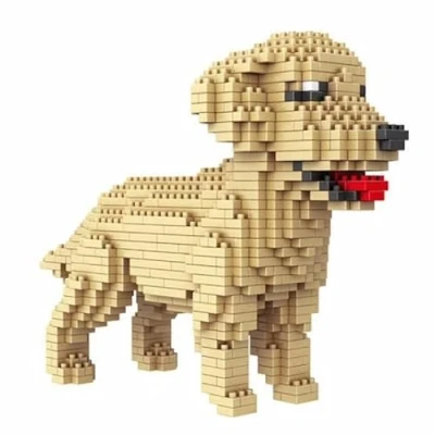Image of Atomic Building Golden Retriever dog. Figure to assemble with nanoblocks. 950 pieces.