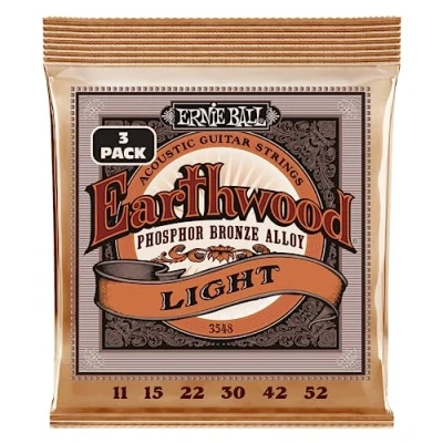 Image of Ernie Ball Earthwood Light Phosphor Bronze Acoustic Guitar Strings 3 Pack 11 52 Gauge