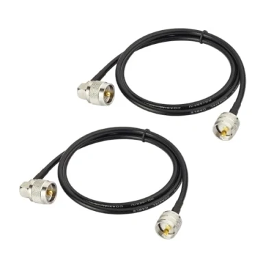 Image of Superbat UHF PL259 RG58 Cable 90cm/3FT Male to Right Angle CB Digital Radio 50ohm Low Loss Coaxial for CB&amp;Ham Radio, Antenna Analyzer, Dummy Load, SWR meter(2Pcs)