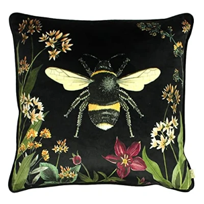 Image of Evans Lichfield Midnight Garden Polyester Filled Cushion, Bee, 43 x 43cm