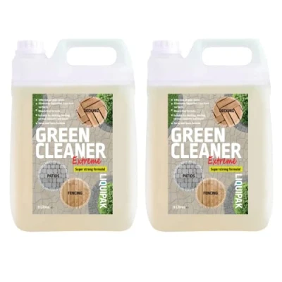 Image of Liquipak Green Cleaner Extreme 2x5L Mould, Algae, Lichen Remover, Ready to Use Extra Strong Patio, Driveway, Fencing, Decking