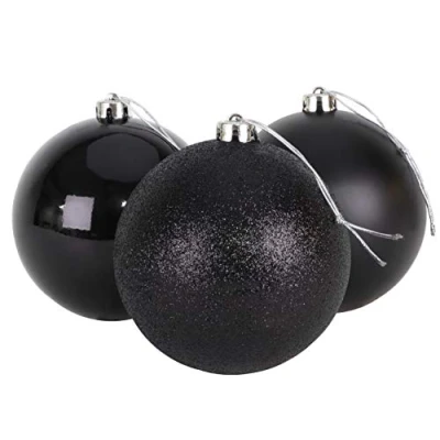 Image of Christmas Concepts® 3 150mm Extra Large Baubles Shiny, Matte &amp; Glitter Design Decorations (Black)