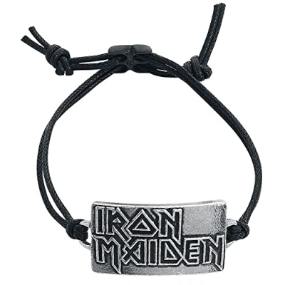 Image of Iron Maiden Logo Unisex Bracelet Black, Pewter,