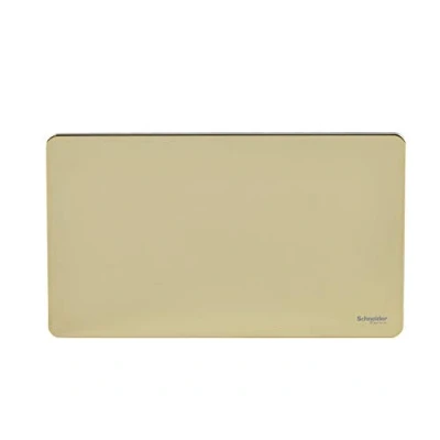 Image of Schneider Electric Ultimate Screwless Flat Plate Double Blank Plate, GU8420PB, Polished Brass