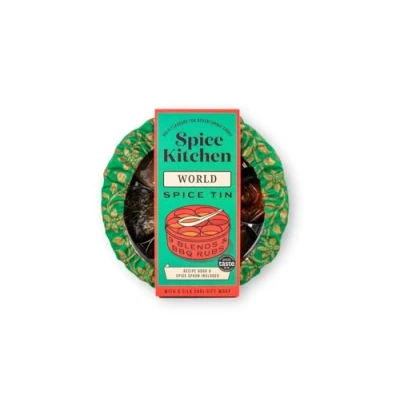Image of Spice Kitchen World Blends and BBQ Rubs Premium Collection with Stainless Steel Tin Silk Sari Wrap, The Chef&#039;s Companion for Cooking a Variety of Dishes Cuisine