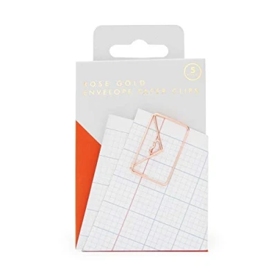 Image of Good Design Works Envelope Paper Clips I Desk Accessories for The Office Rose Gold &amp; Funny Stationery