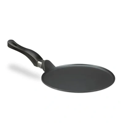 Image of Relaxdays cast aluminium crepe pan 25 cm, non stick iron for crepes, easy to clean, extra flat, black