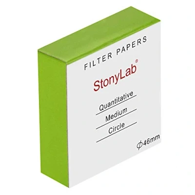 Image of StonyLab Quantitative Filter Paper Circles, 46mm Diameter Cellulose with 20 Micron Particle Retention Medium Filtration Speed, Pack of 100